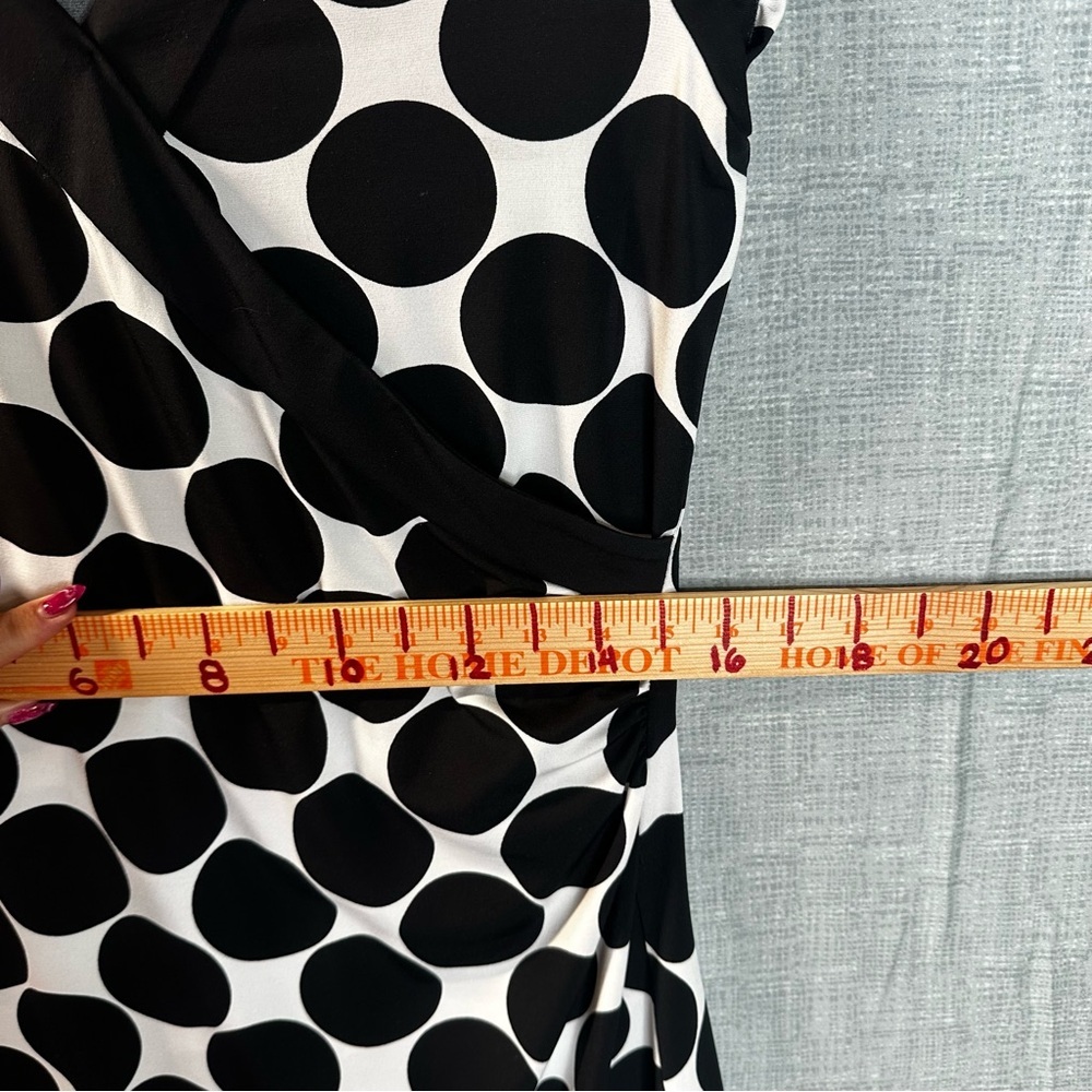 INC International Concepts Petite Polka Dot Faux Wrap Dress Black White Large PL - Picture 8 of 10